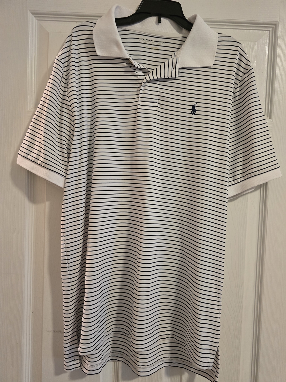 Polo Ralph Lauren White Polo with Navy Thin Stripes Size XL